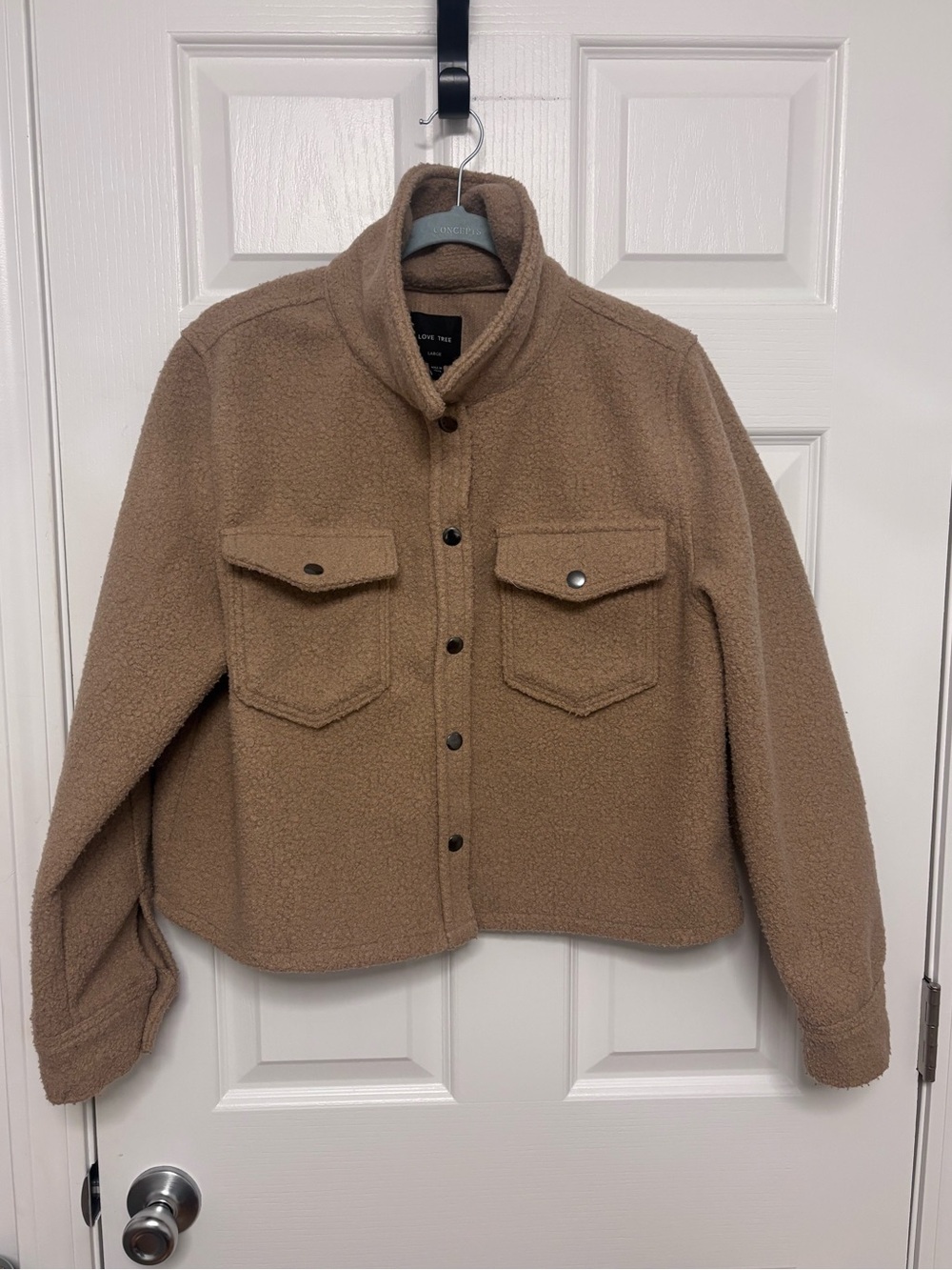Love Tree Tan Sherpa Shacket Jacket